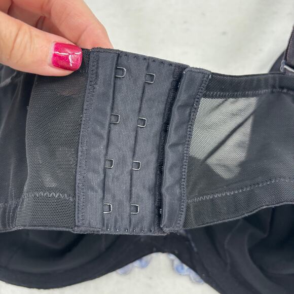 Torrid Curve Bra Size 48D Balconette Unlined Black Floral Lace Underwire - Picture 6 of 9